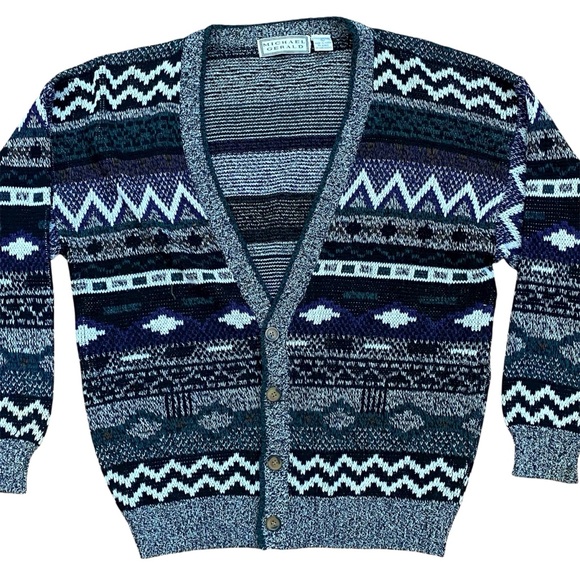 Vintage 1980s Michael Gerald Men’s Cardigan Sweater - Picture 2 of 5